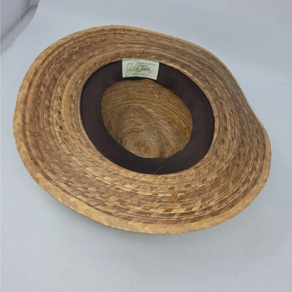 Tula Hat Fedora Tan Straw Hat with a multi-color patterned band